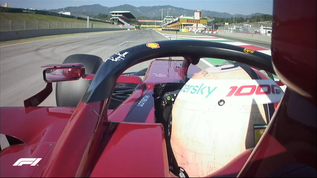 Sebastian Vettel in azione con la Ferrari Sf1000 nelle qualifiche del GP di Toscana 1000