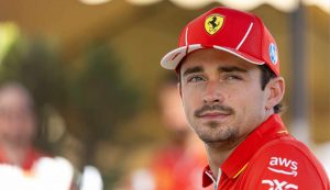 llustrazione di Leclerc con la divisa Ferrari ( Getty)